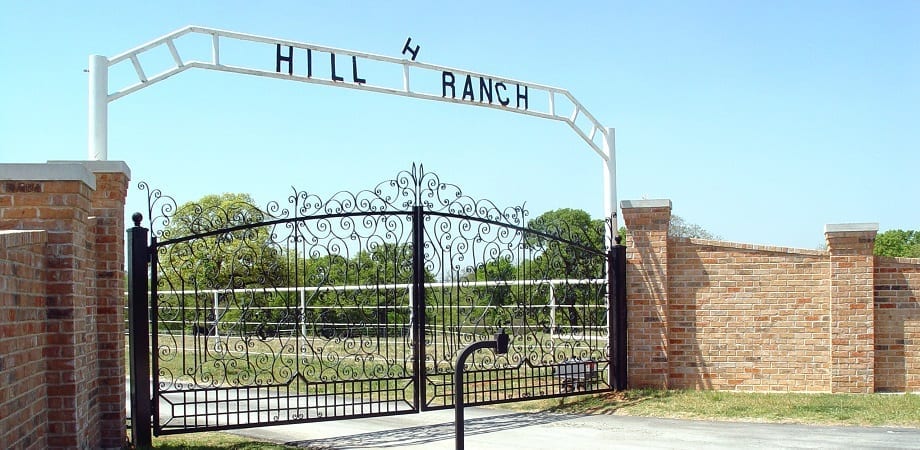 Brick Iron Driveway Gate for Private Ranch